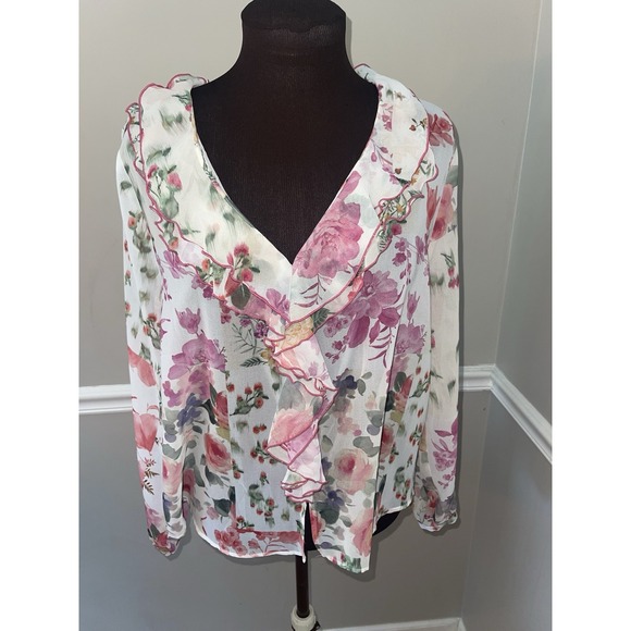 Zara Floral Ruffle Blouse - Multicolor - Picture 2 of 4